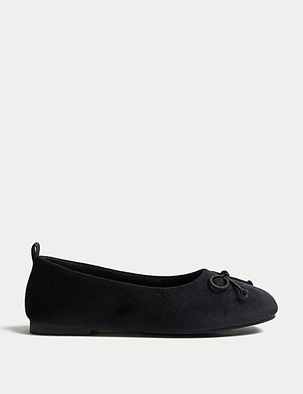 Bow Faux Fur Lined Ballerina Slippers - VN