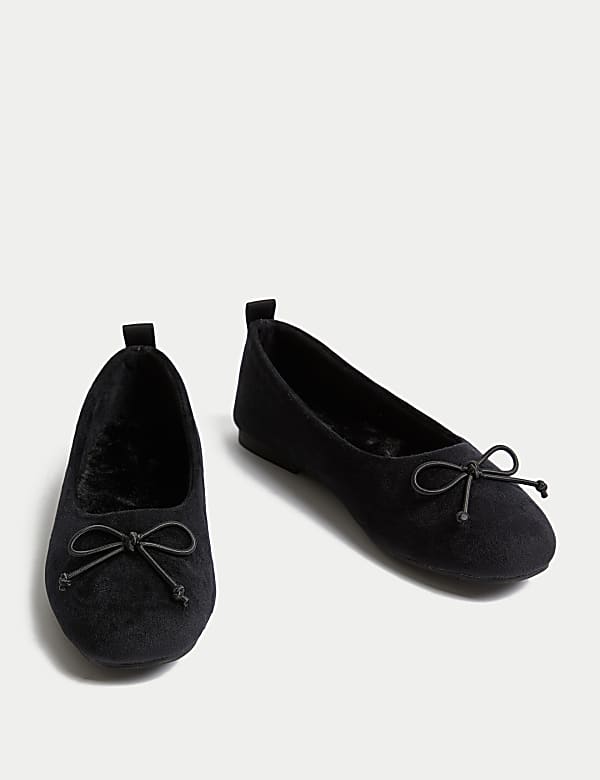 Zapatillas tipo bailarina con forro imitaci&oacute;n de piel con lazo - ES
