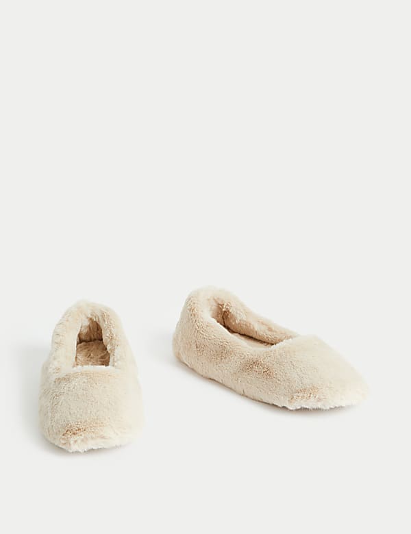 Faux Fur Ballerina Slippers - AT