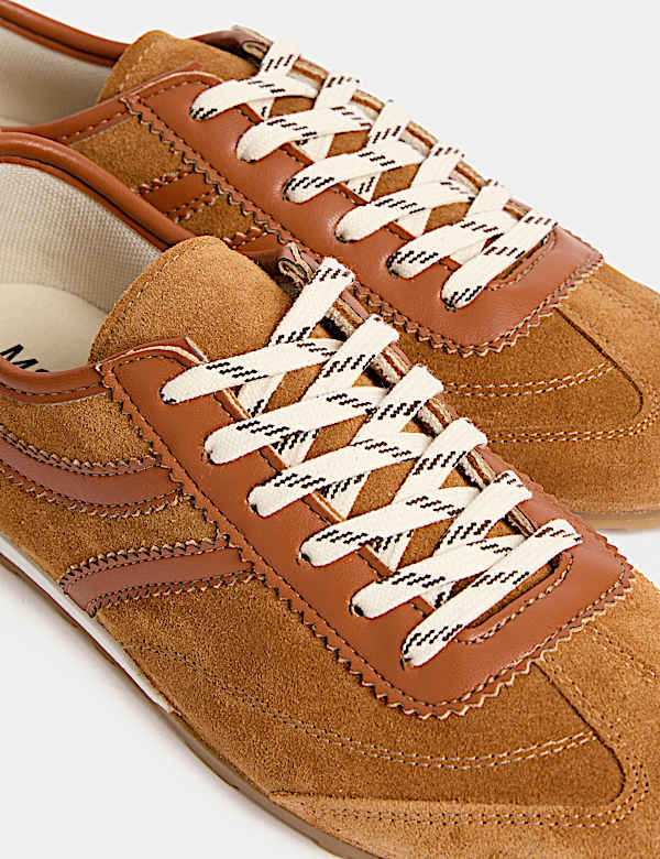 Su&egrave;de retro hardloopsneakers met zijstreep - NL