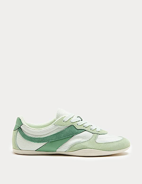 Leather Mix Side Detail Retro Runner Trainers - BE