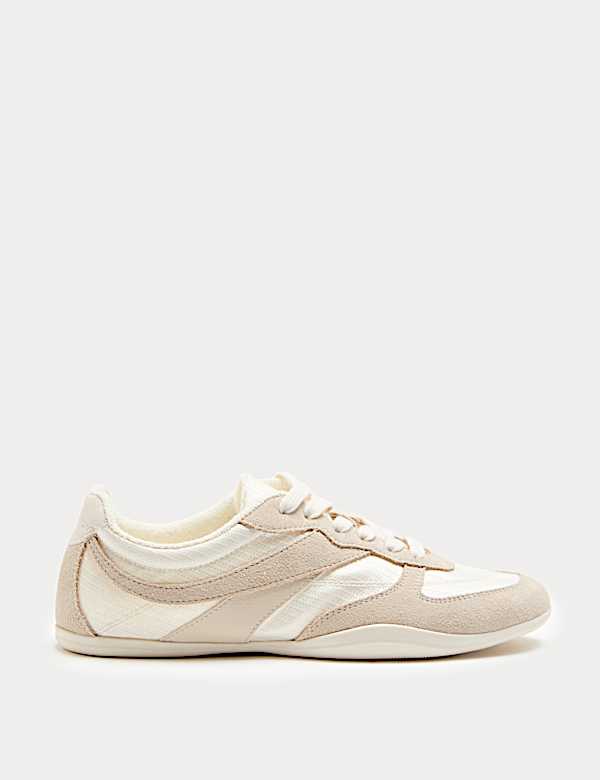 Leather Mix Side Detail Retro Runner Trainers - GR