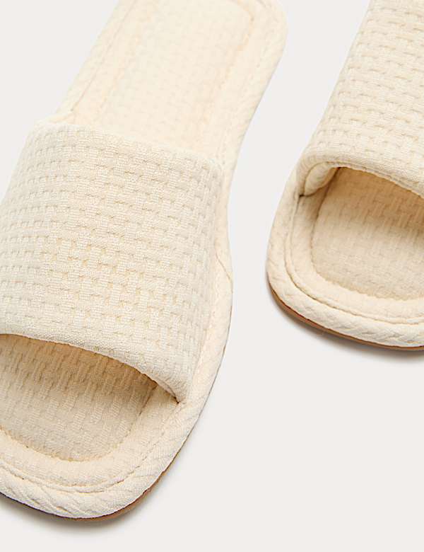 Woven Open Toe Slider Slippers - CZ