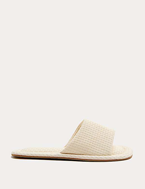 Woven Open Toe Slider Slippers - CZ
