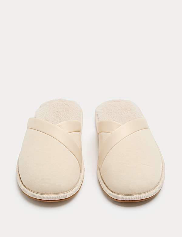 Asymmetric Faux Fur Lined Mule Slippers - BE