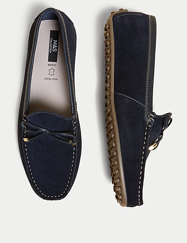 Buy Wide Fit Suede Bow Boat Shoes at Marks Spencer