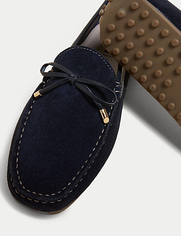 Buy Wide Fit Suede Bow Boat Shoes at Marks Spencer