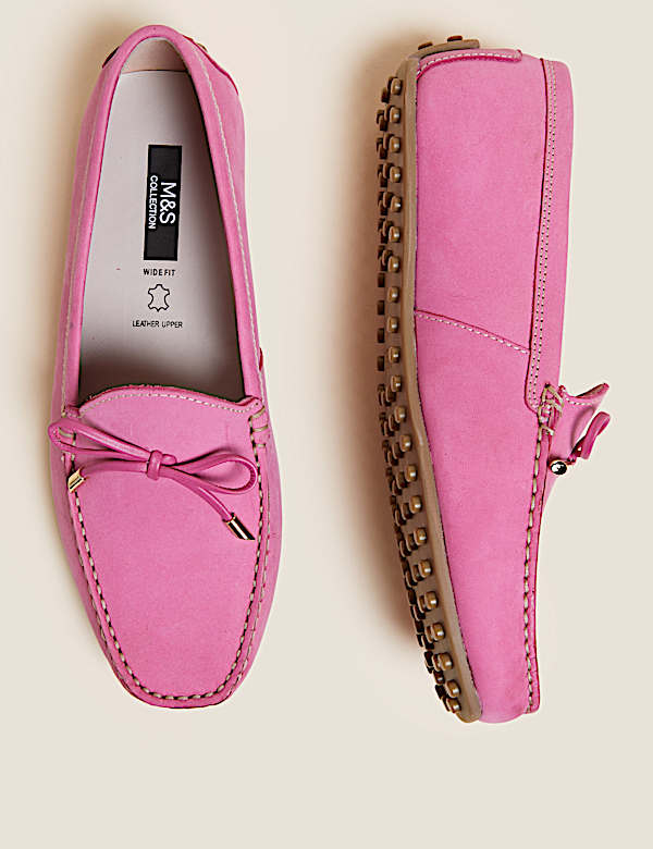 Wide Fit Leather Bow Boat Shoes