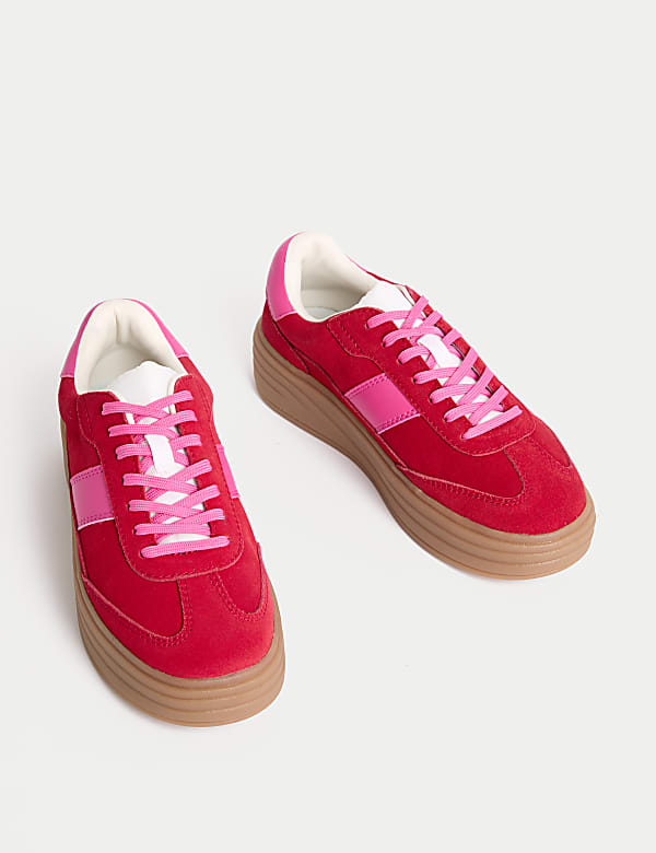 Suede Side Detail Platform Trainers - CZ