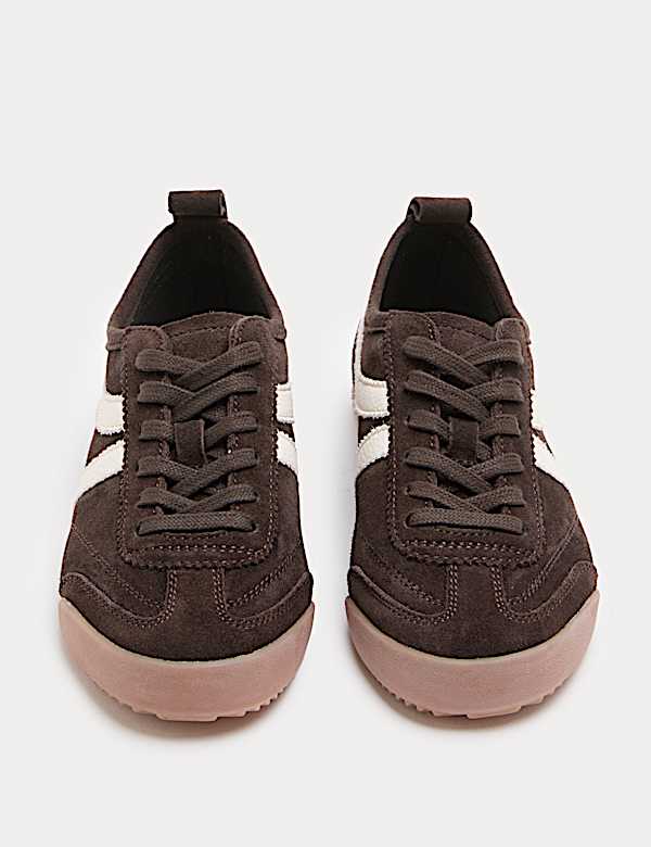 Suede Lace Up Side Detail Runner Trainers - HU