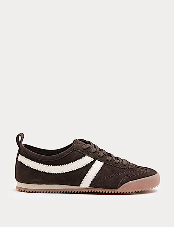 Suede Lace Up Side Detail Runner Trainers - US