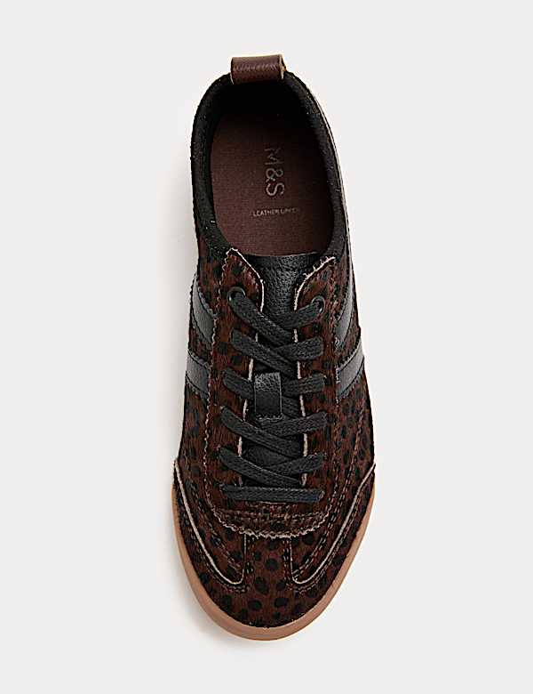 Leather Animal Print Side Detail Trainers - JO