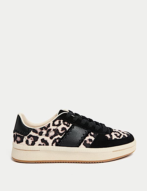 Leather Leopard Print Platform Trainers - SE