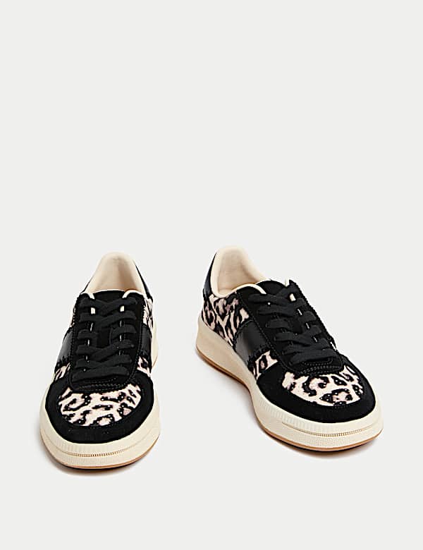 Leather Leopard Print Platform Trainers - CZ
