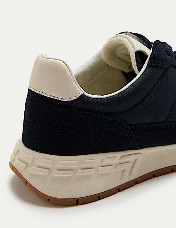 Suede Panel Lace-Up Trainers - AU