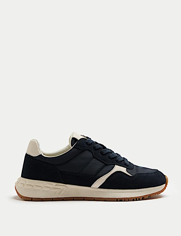 Suede Panel Lace-Up Trainers - AU