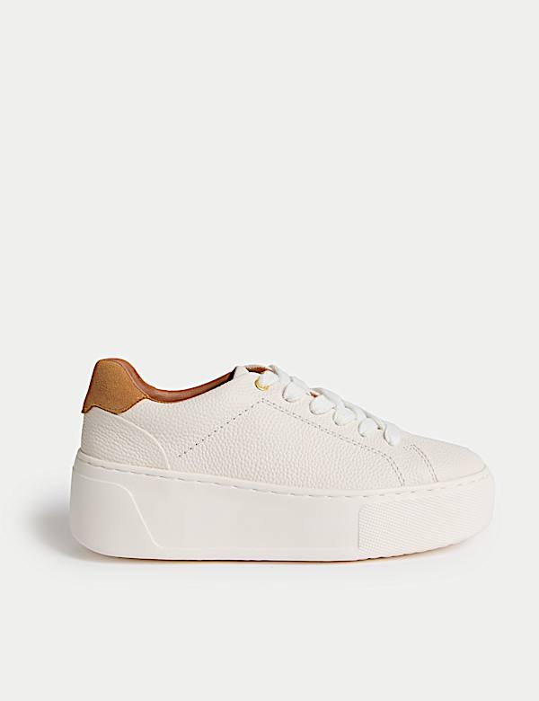 Leren sneakers met veters, plateauzool en Freshfeet™ - NL