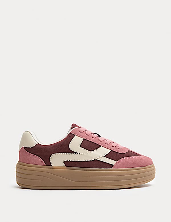 Suede Side Detail Platform Trainers - GR