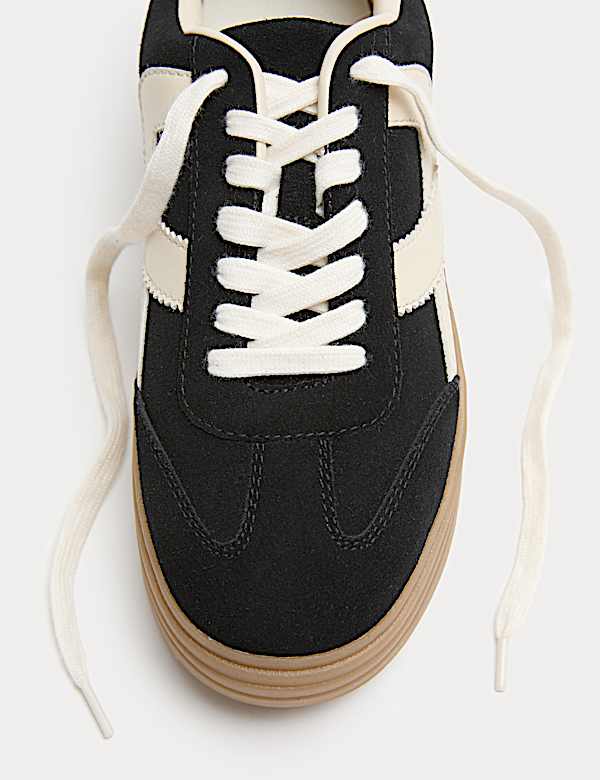 Suede Side Detail Platform Trainers - AU