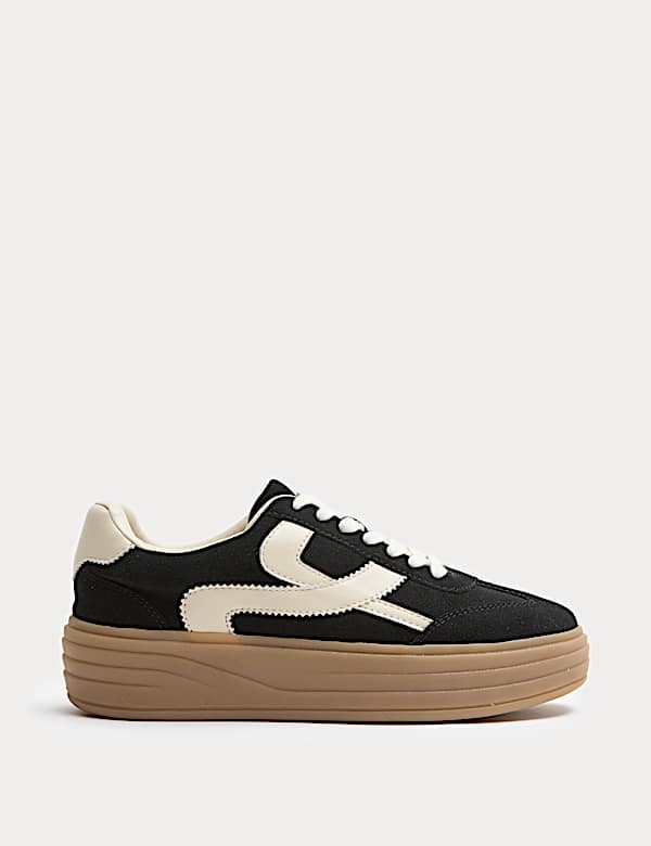 Suede Side Detail Platform Trainers - AU
