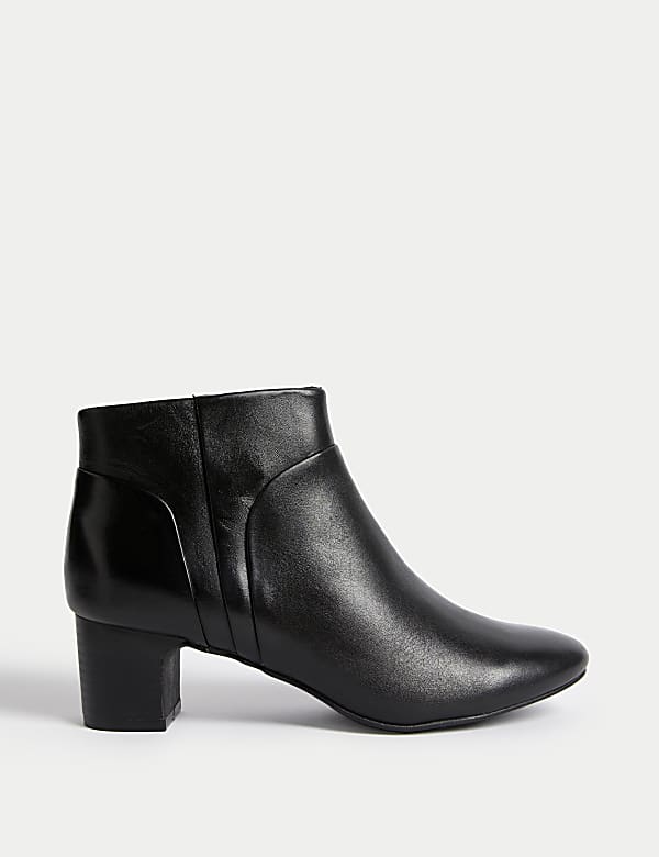 Leather Block Heel Ankle Boots