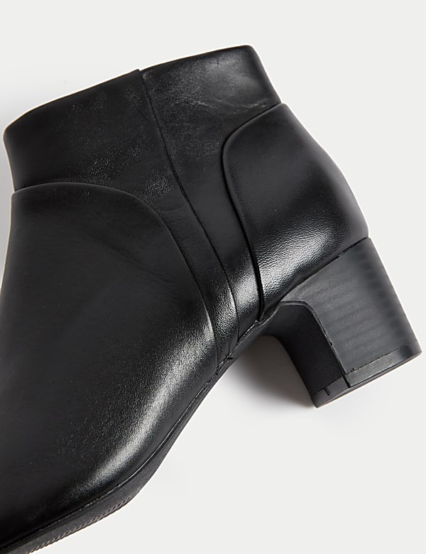Leather Block Heel Ankle Boots