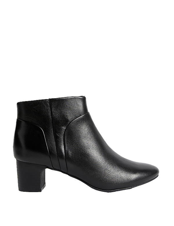 Leather Block Heel Ankle Boots