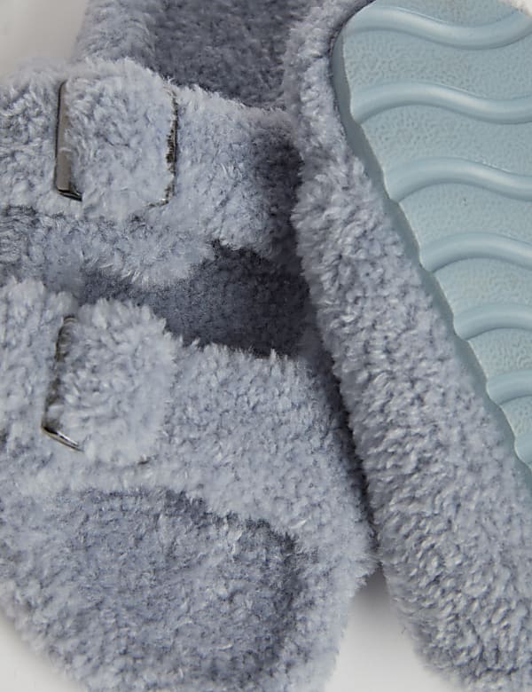 Borg Buckle Open Toe Slider Slippers - JO