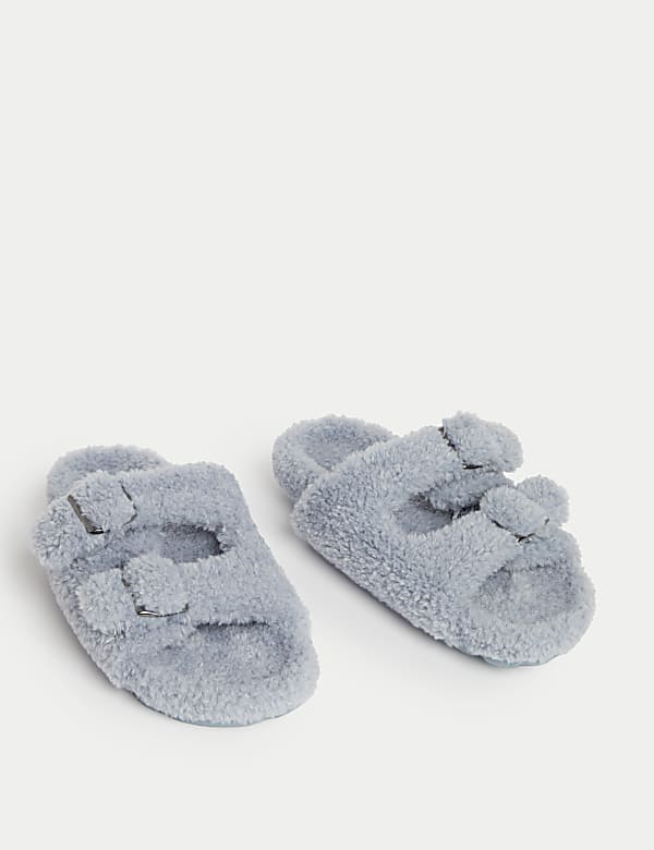 Borg Buckle Open Toe Slider Slippers - JO