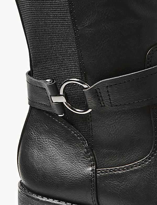 Elastic Block Heel Knee High Boots
