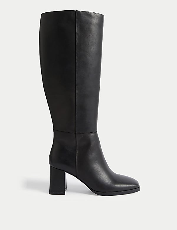 Buy Leather Block Heel Knee High Boots at Marks Spencer