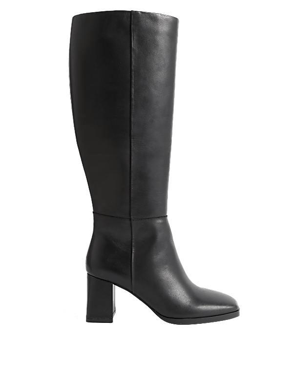 Buy Leather Block Heel Knee High Boots at Marks Spencer