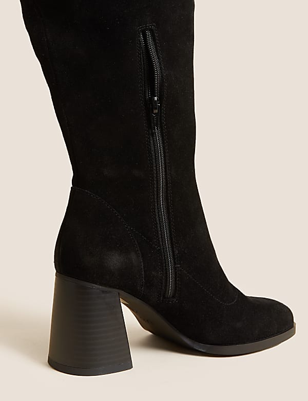 Suede Block Heel Over the Knee Boots