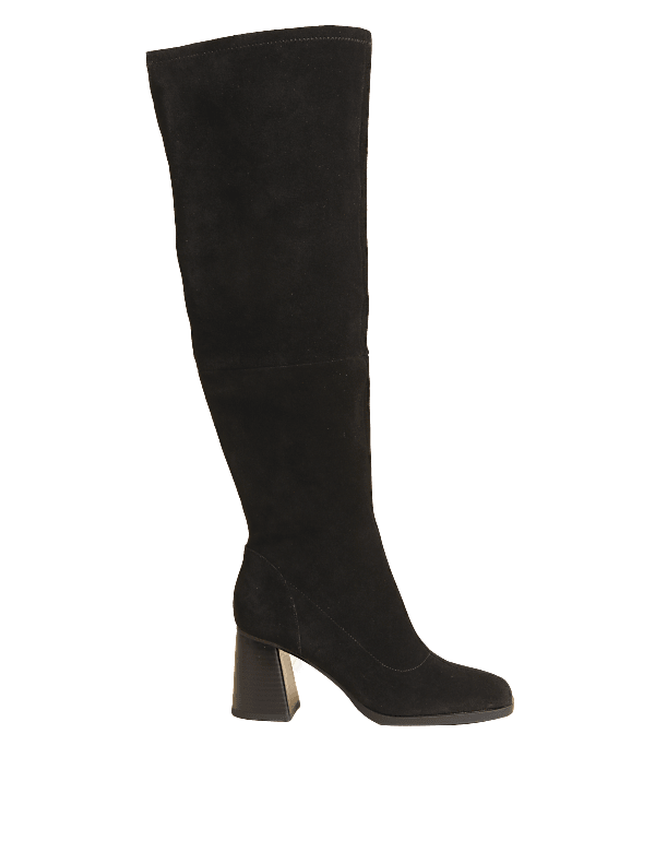 Suede Block Heel Over the Knee Boots