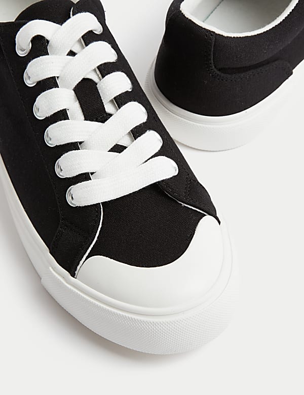 Canvas Lace Up Eyelet Detail Trainers - IT