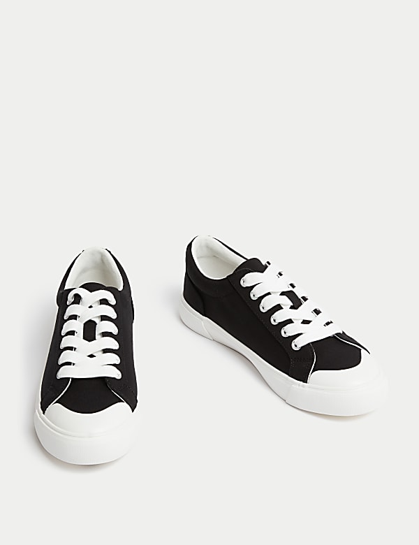 Canvas Lace Up Eyelet Detail Trainers - IT