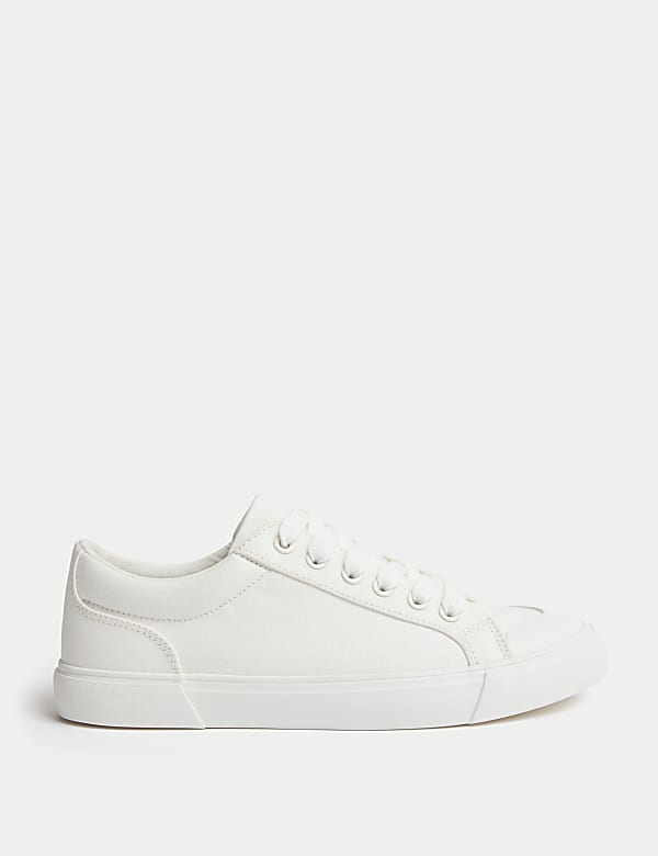 Canvas Lace Up Eyelet Detail Trainers - DK