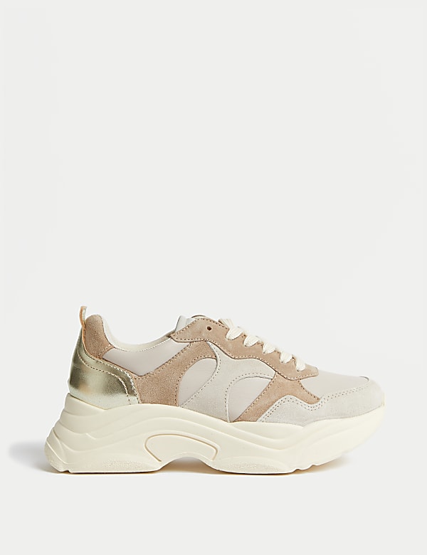 Leather Lace Up Chunky Platform Trainers - LV