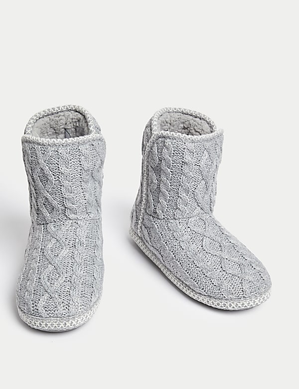 Cable Knit Slipper Boots - GR