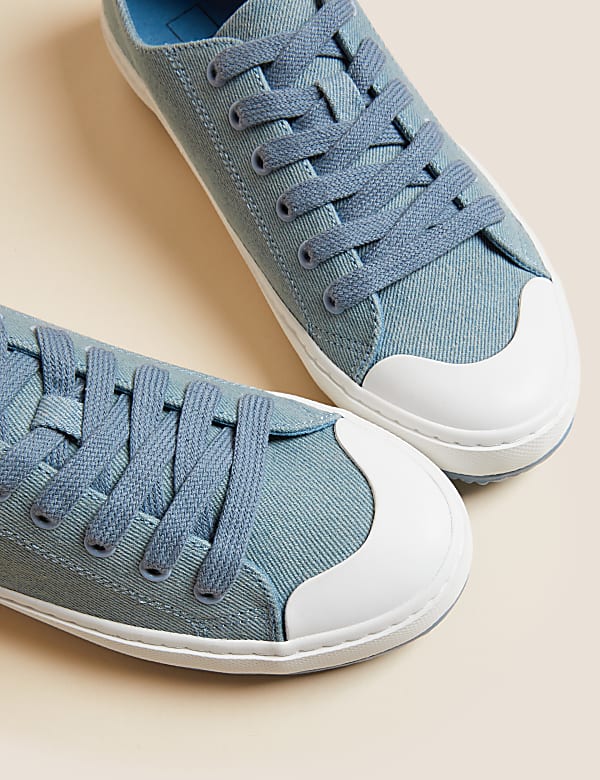 Canvas Lace Up Printed Trainers