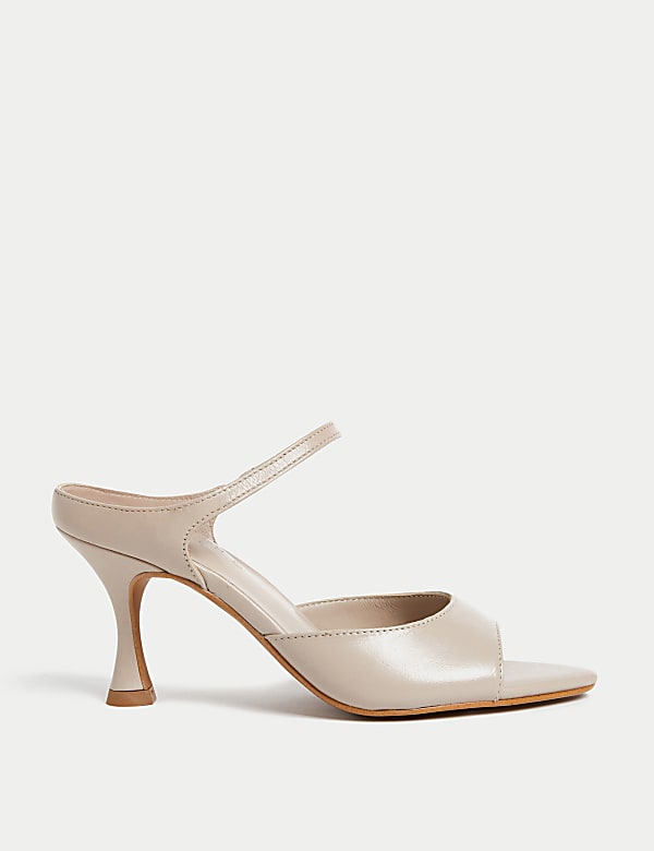 Leather Ankle Strap Stiletto Heel Mules - GR