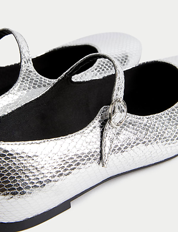 Metallic Flat Ballet Pumps - HU