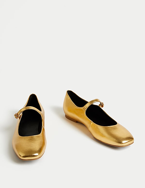 Bailarinas planas con hebilla metalizada - US