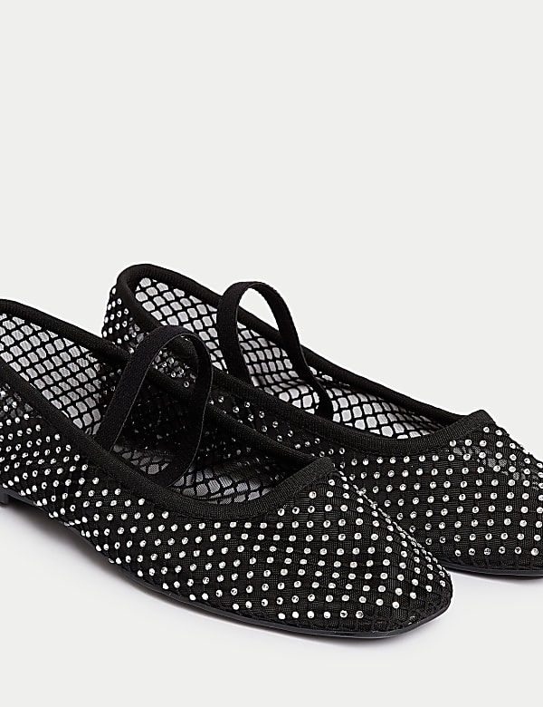 Sparkle Flat Ballet Pumps - CZ