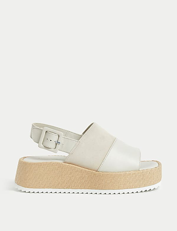 Leather Buckle Flatform Sandals