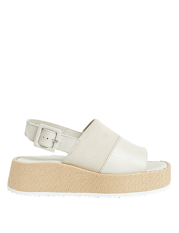 Leather Buckle Flatform Sandals
