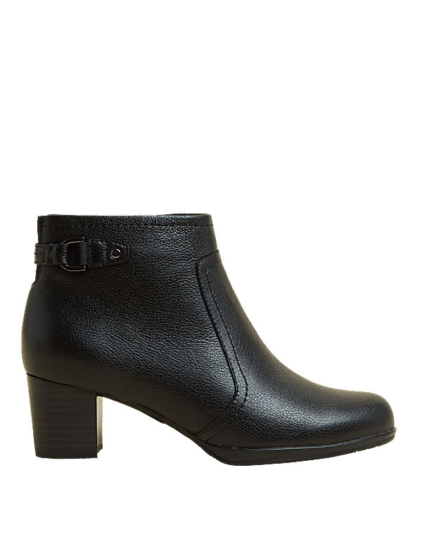 Wide Fit Leather Block Heel Ankle Boots