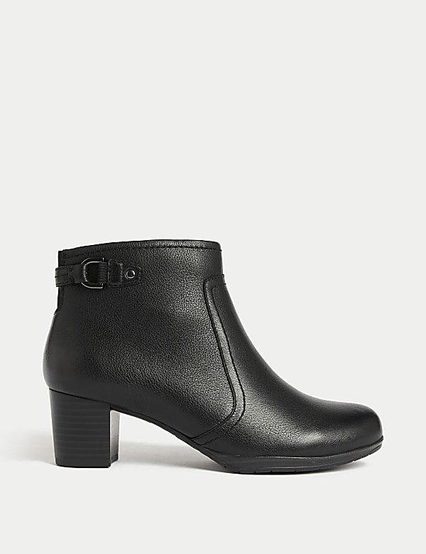 Buy Wide Fit Leather Block Heel Ankle Boots at Marks Spencer