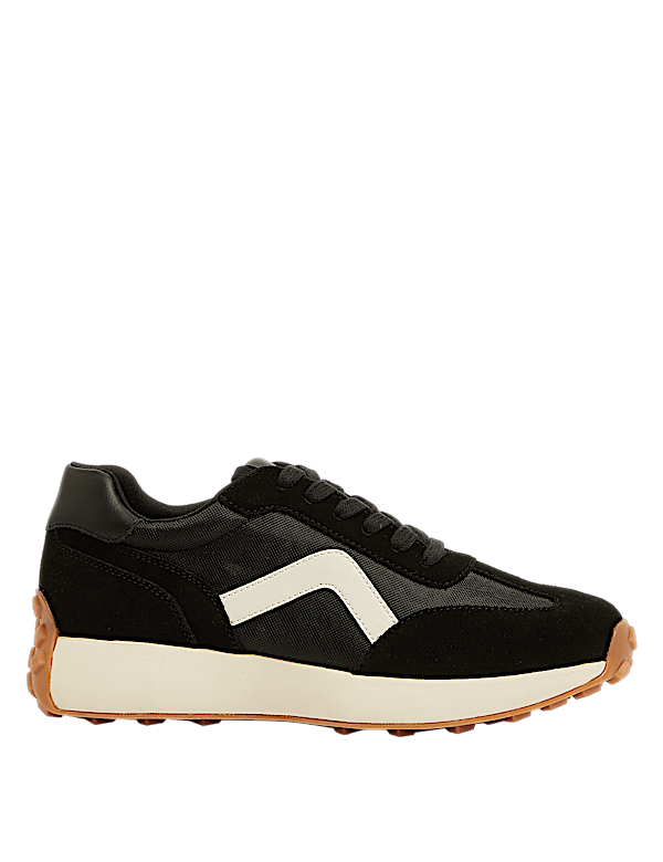 Leather Lace Up Side Detail Trainers