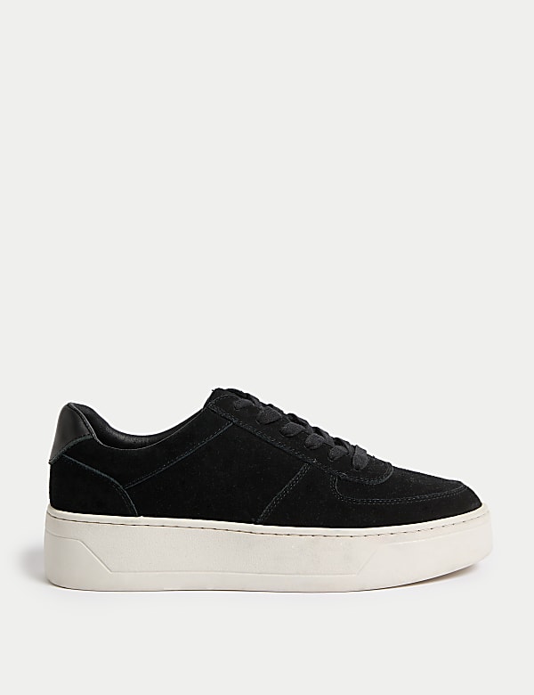 Leather Lace Up Chunky Trainers DARK GREY MIX Trainers M S CA